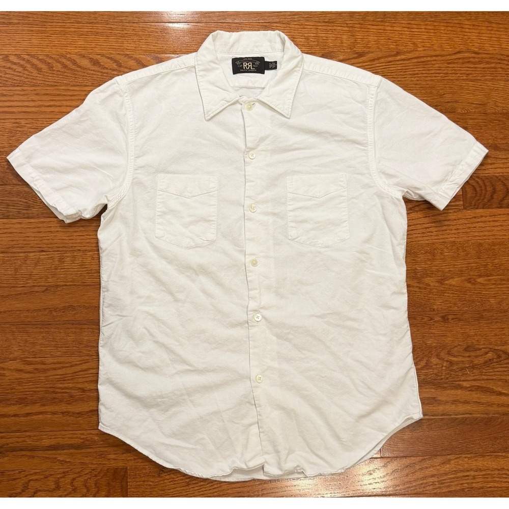 Double RL RRL Ralph Lauren Button-Down Shirt Mens Medium White Cotton Pockets